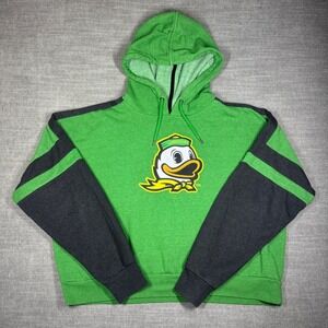 Colosseum Women Oregon Ducks Green Throwback Stripe Arch Logo Cropped Hoodie XL